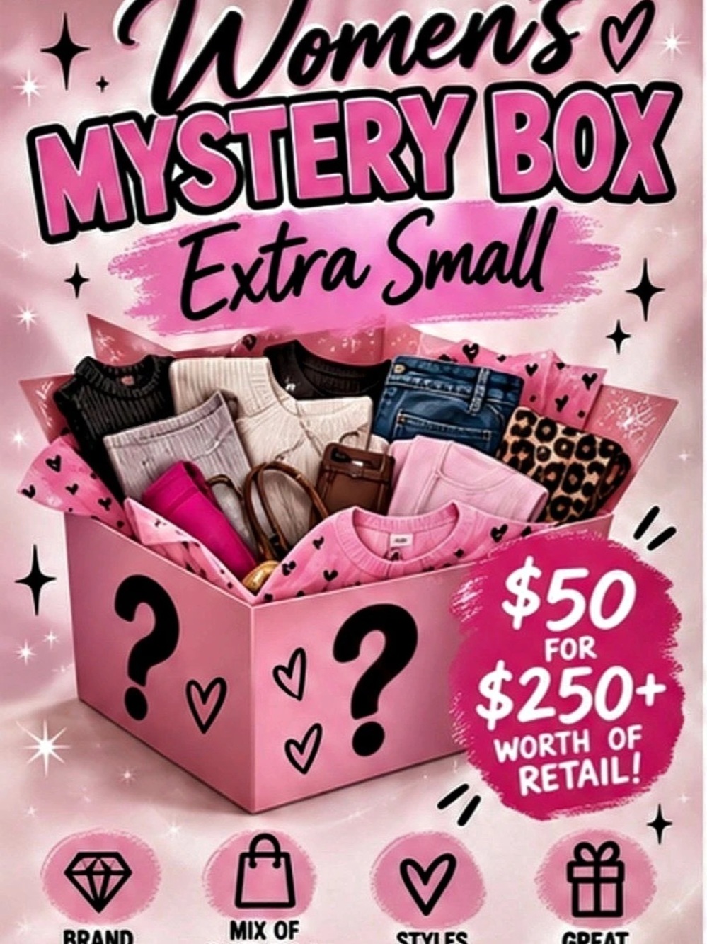 Women's Mystery Box Extra Small $50 BOX • $250+ RETAIL VALUE